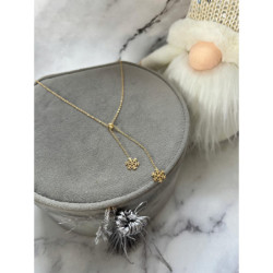 349 Złoty łańcuszek ŚNIEŻYNKA PŁATEK ŚNIEGU STAL