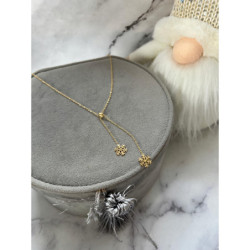 349 Złoty łańcuszek ŚNIEŻYNKA PŁATEK ŚNIEGU STAL