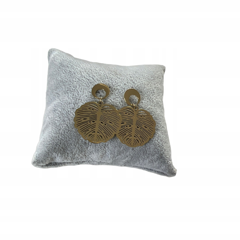 966 Złote kolczyki LIŚĆ MONSTERA STAL 316L