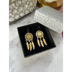 1322 Złote kolczyki ŁAPACZE SNÓW stal 316L