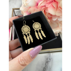 1322 Złote kolczyki ŁAPACZE SNÓW stal 316L