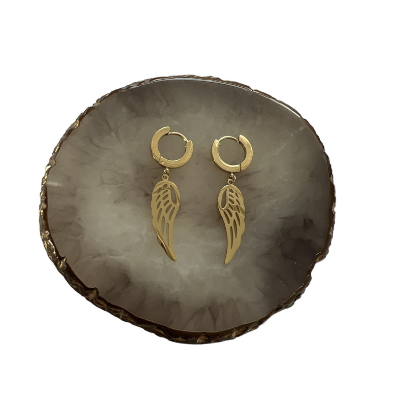 497 Złote kolczyki SKRZYDEŁKA SKRZYDŁA stal 316L