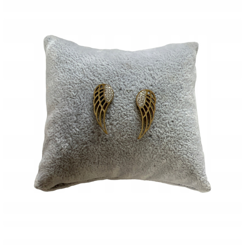 1220 Złote kolczyki wkrętki SKRZYDŁA stal 316L