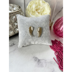 1220 Złote kolczyki wkrętki SKRZYDŁA stal 316L