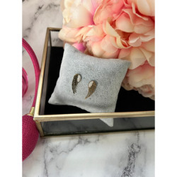 1220 Złote kolczyki wkrętki SKRZYDŁA stal 316L