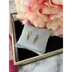 1220 Złote kolczyki wkrętki SKRZYDŁA stal 316L