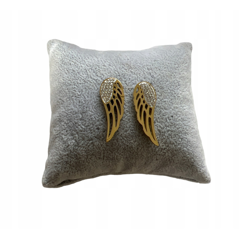 905 Złote kolczyki wkrętki SKRZYDŁA stal 316L