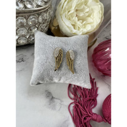 905 Złote kolczyki wkrętki SKRZYDŁA stal 316L