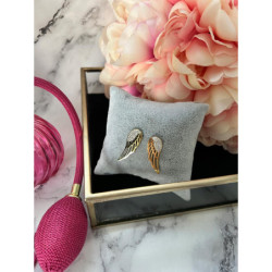 905 Złote kolczyki wkrętki SKRZYDŁA stal 316L