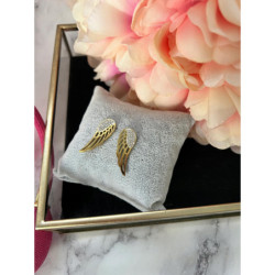 905 Złote kolczyki wkrętki SKRZYDŁA stal 316L