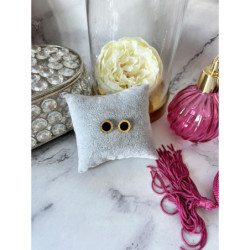 1235 Złote kolczyki wkrętki ZEGAR CZARNE OCZKO