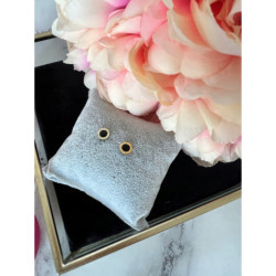 846 Złote kolczyki wkrętki ZEGAR CZARNE OCZKO