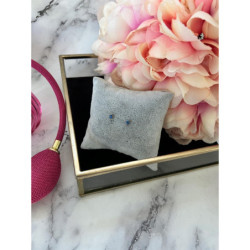 1094 Złote kolczyki wkrętki CYRKONIE NIEBIESKIE