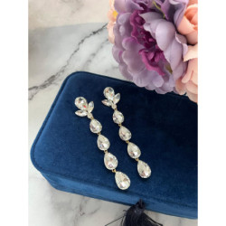 435 Złote kolczyki wiszące KAMIENIE KRYSZTAŁY