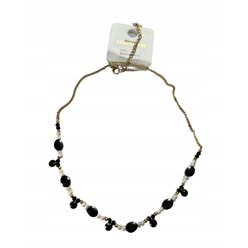 1046Złoty łańcuszek celebrytka Moon River koraliki