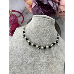 1046Złoty łańcuszek celebrytka Moon River koraliki