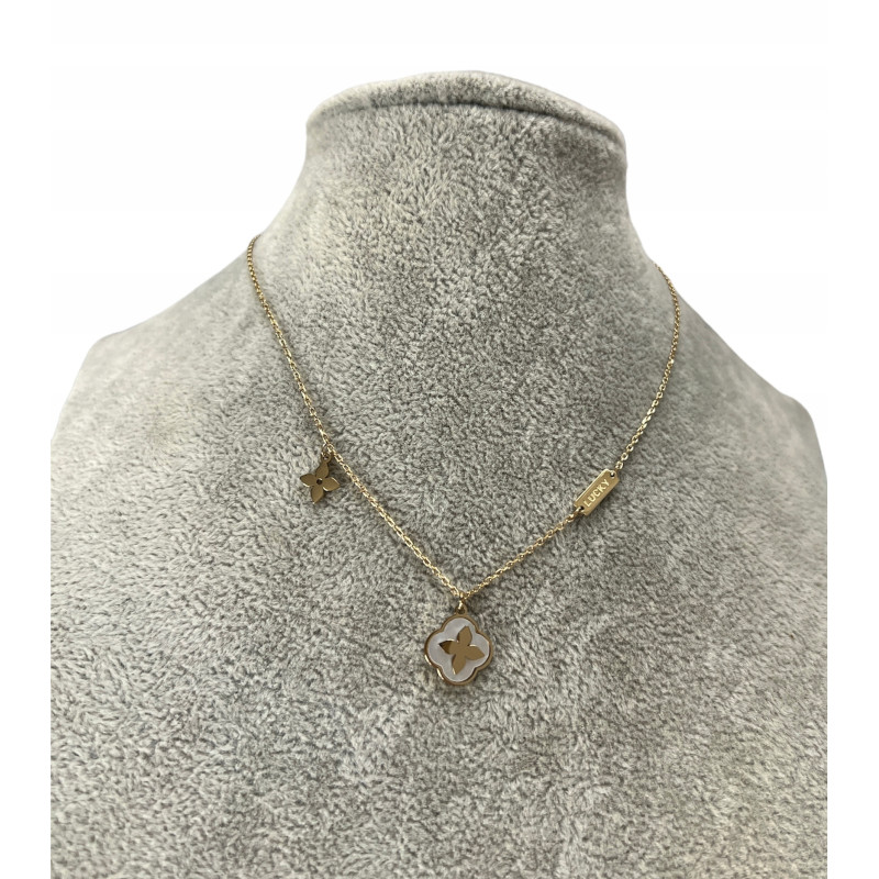 384 Złoty łańcuszek KONICZYNKA MASA PERŁOWA STAL