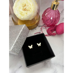 1134 Złote kolczyki wkrętki MOTYL MOTYLEK STAL 316