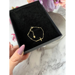 878 Złota bransoletka KRZYŻ KRZYŻYK stal 316L