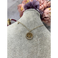 327 Złoty łańcuszek DRZEWO CYRKONIE STAL 316L