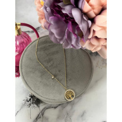 327 Złoty łańcuszek DRZEWO CYRKONIE STAL 316L