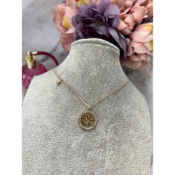 327 Złoty łańcuszek DRZEWO CYRKONIE STAL 316L