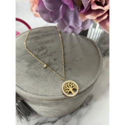 327 Złoty łańcuszek DRZEWO CYRKONIE STAL 316L