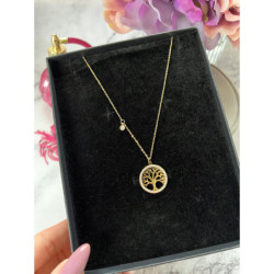 327 Złoty łańcuszek DRZEWO CYRKONIE STAL 316L