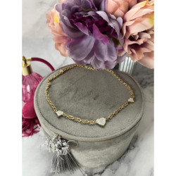 671 Złoty łańcuszek SERCA CYRKONIE STAL 316L