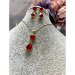 113 Komplet kolczyki i wisiorek KAMIENIE STAL 316L