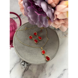 113 Komplet kolczyki i wisiorek KAMIENIE STAL 316L