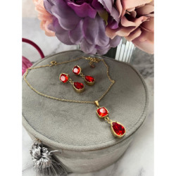 113 Komplet kolczyki i wisiorek KAMIENIE STAL 316L