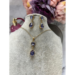 362 Komplet kolczyki i wisiorek KAMIENIE STAL 316L