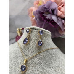 362 Komplet kolczyki i wisiorek KAMIENIE STAL 316L