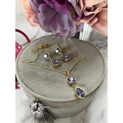 362 Komplet kolczyki i wisiorek KAMIENIE STAL 316L