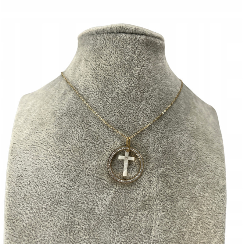 735 Złoty łańcuszek KRZYŻ KRZYŻYK KÓŁKO STAL