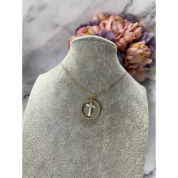 735 Złoty łańcuszek KRZYŻ KRZYŻYK KÓŁKO STAL