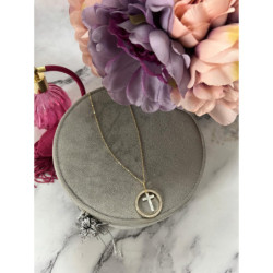 735 Złoty łańcuszek KRZYŻ KRZYŻYK KÓŁKO STAL