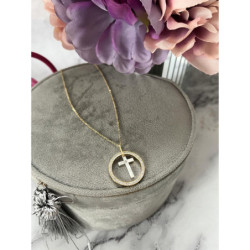 735 Złoty łańcuszek KRZYŻ KRZYŻYK KÓŁKO STAL