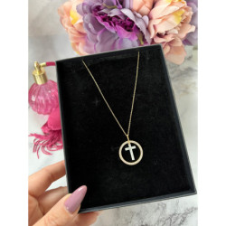 735 Złoty łańcuszek KRZYŻ KRZYŻYK KÓŁKO STAL