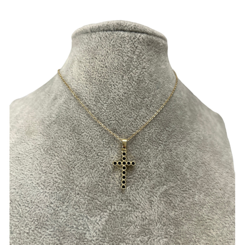 988 Złoty łańcuszek KRZYŻ KRZYŻYK CYRKONIE STAL