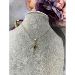 988 Złoty łańcuszek KRZYŻ KRZYŻYK CYRKONIE STAL