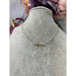 610 Złoty łańcuszek KRZYŻ KRZYŻYK STAL 316