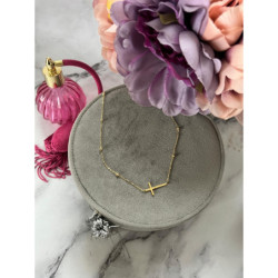 610 Złoty łańcuszek KRZYŻ KRZYŻYK STAL 316