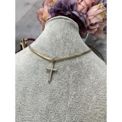 530 Złoty łańcuszek ŻMIJKA KRZYŻ KRZYŻYK STAL 316