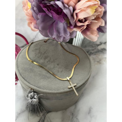 530 Złoty łańcuszek ŻMIJKA KRZYŻ KRZYŻYK STAL 316