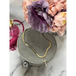 530 Złoty łańcuszek ŻMIJKA KRZYŻ KRZYŻYK STAL 316