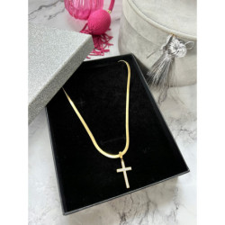 530 Złoty łańcuszek ŻMIJKA KRZYŻ KRZYŻYK STAL 316