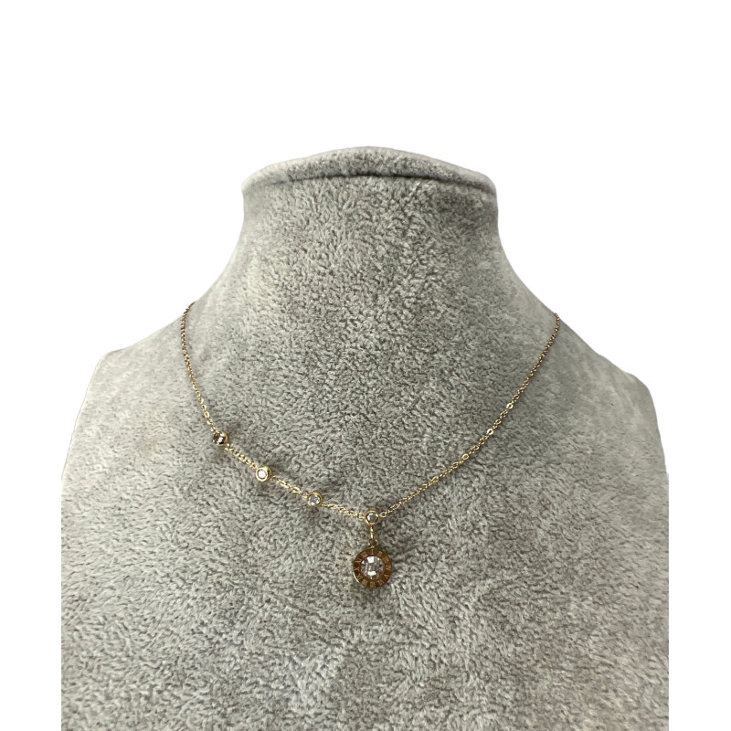 170 Złoty łańcuszek ZEGAR OCZKO CYRKONIE STAL 316