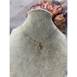 170 Złoty łańcuszek ZEGAR OCZKO CYRKONIE STAL 316